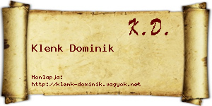 Klenk Dominik névjegykártya